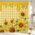 thumbnail image 1 of Erosebridal Boho Bee Sunflower Shower Curtain 72Wx78L,Bohemian Plaid Bath Curtain,Yellow Green, 1 of 5