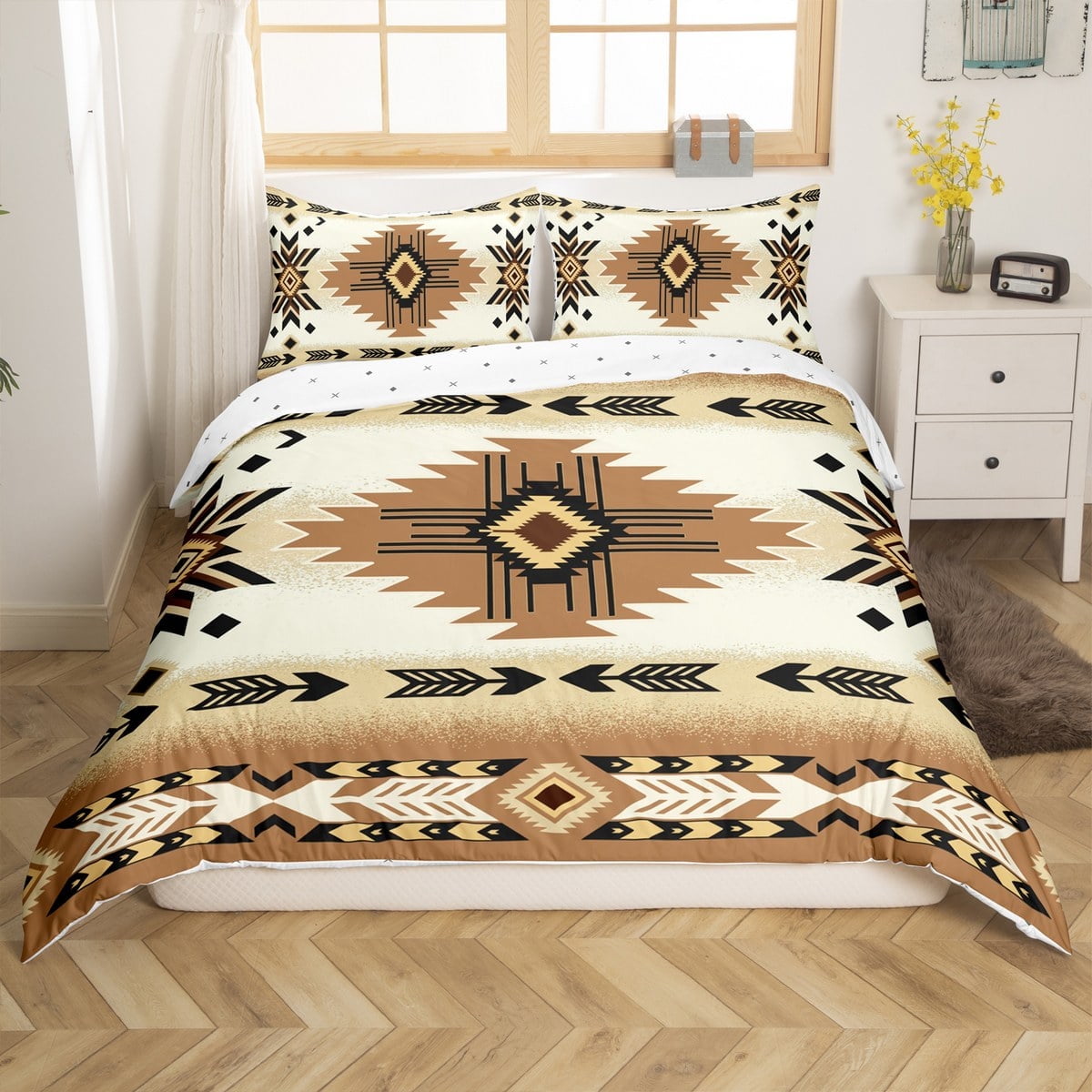 Erosebridal Boho Bohemian Comforter Cover Twin,Brown Wheat Bedding Twin ...