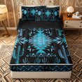 thumbnail image 1 of Erosebridal Boho Cactus Pattern Zipper Twin Comforter Sets with Fitted Sheet and 2 Pillowcases,Aztec Star Print Zipper Bedding Set,Cyan Black,Black Reversible, 1 of 6