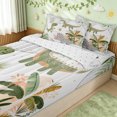 thumbnail image 1 of Erosebridal Boho Cartoon Dinosaur Zipper Twin Comforter Sets with Fitted Sheet and 2 Pillowcases for Boys Girls, Green Tropical Leaf Print Zipper Bedding Set, Reversible, 4 Pieces, 1 of 7