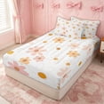 thumbnail image 1 of Erosebridal Boho Daisy Flower Zipper Queen Comforter Set with Fitted Sheet and 2 Pillowcases for Girls, Orange Floral Print Zipper Bedding Set, Pink Reversible, 4 Pieces, 1 of 7