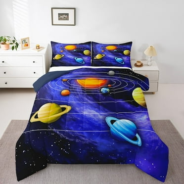 Erosebridal Galaxy Planet Comforter Sets,Psychedelic Universe Comforters & Duvets,Lightweight Reversible Bedding Comforter Set,Cosmos Room Decorative,2pcs