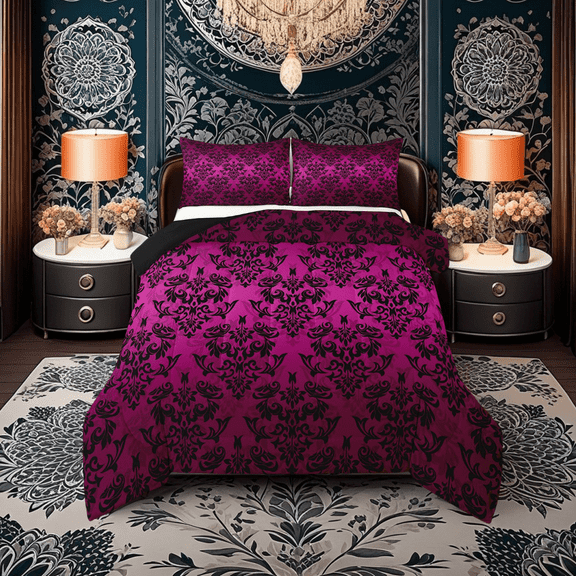 Erosebridal Boho Damask Bedding Twin Comforter Set,Paisley Mandala Down Comforter,Bohemian Room Decorative,Reversible,Lightweight,2-Piece