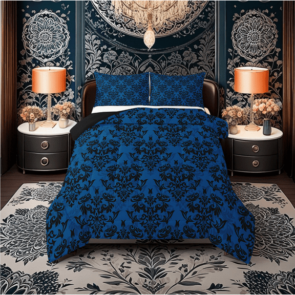 Erosebridal Boho Damask Bedding Twin Comforter Set,Paisley Mandala Down Comforter,Bohemian Room Decorative,Reversible,Lightweight,2-Piece