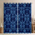 thumbnail image 1 of Erosebridal Boho Damask Bug Dragonfly Blackout Curtains,Aztec Print Window Curtains Pack of 2 (38x45 Each),Navy Blue, 1 of 6