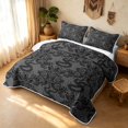thumbnail image 1 of Erosebridal Boho Damask Twin Quilt Set, Vintage Snake Twin Coverlet Set, Charcoal Grey Black 2-Piece, 1 Bedspread and 1 Pillowcase, 1 of 7