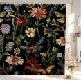 thumbnail image 1 of Erosebridal Boho Dragonfly Shower Curtain 72Wx72L,Cartoon Floral Bathroom Curtain,Black Green, 1 of 5