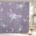thumbnail image 1 of Erosebridal Boho Dragonfly Shower Curtain 72Wx78L,Dreamy Flower Bath Curtain,Lavender White, 1 of 5