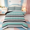 thumbnail image 1 of Erosebridal Boho Geometric Lines Full Size Comforter Sets,Minimalist Striped Bedding Comforter Set,Black Reversible,3 Pieces,1 Comforter and 2 Pillowcases, 1 of 7