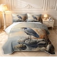 thumbnail image 1 of Erosebridal Boho Heron Bird Bed Spread Queen,Bohemian Animals Queen Coverlet Set,Gray Blue,3 Pieces,1 Quilt and 2 Pillowcases, 1 of 7