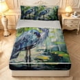 thumbnail image 1 of Erosebridal Boho Heron Bird Zipper Twin Comforter Sets with Fitted Sheet and 2 Pillowcases,Graceful Animals Zipper Bedding Set,Green Teal,Light Gray Reversible,4pcs, 1 of 8
