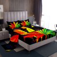 thumbnail image 1 of Erosebridal Boho Marijuana Bed Sheets Set Twin Size, Bohemian Cannabis Bedding Sets Twin Size, Microfiber 3 Pieces, 1 of 6