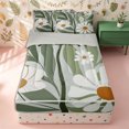 thumbnail image 1 of Erosebridal Boho Minimalist Zipper Twin Comforter Sets with Fitted Sheet and 2 Pillowcases,Daisy Floral Print Zipper Bedding Set,Green Orange White,Grey Reversible, 1 of 6