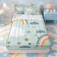 thumbnail image 1 of Erosebridal Boho Rainbow Motif Zipper Queen Comforter Set with Fitted Sheet and 2 Pillowcases,Star Cloud Zipper Bedding Set,Mint Green Pink Yellow,Reversible, 1 of 6