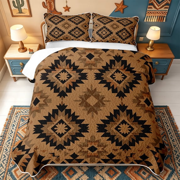 Erosebridal Boho Southwestern Style Quilt King,Bold Aztec Geometric ...