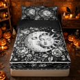 thumbnail image 1 of Erosebridal Boho Sun Moon Face Zipper Twin Comforter Sets with Fitted Sheet and 2 Pillowcases, Spooky Night Floral Zipper Bedding Set for Boys Girls, Black White, Black Reversible, 1 of 7