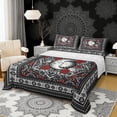 thumbnail image 1 of Erosebridal Boho Sun and Moon Full Size Sheets, Bohemian Aztec Mandala Bed Sheets, Black Gray Red, 4 Pieces 1 Flat Sheet, 1 Fitted Sheet and 2 Pillowcases, 1 of 5