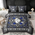 thumbnail image 1 of Erosebridal Boho Sun and Moon Bedding Comforter Set, Bohemian Aztec Mandala King Bedding Sets, Black Gray Blue, Black Reversible 7pcs, 1 of 6