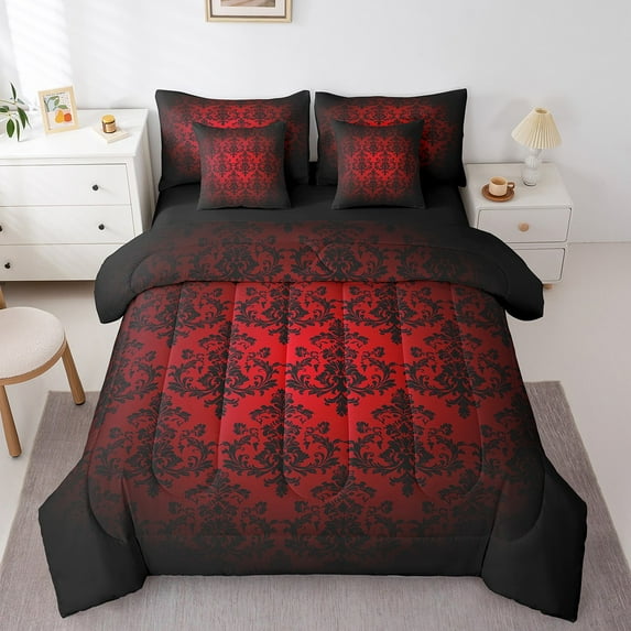 Erosebridal Bohomian Damask Bedding Sets Queen Size, Hippie Mandala Bedding Queen Size, Floral Flower Reversible Comforter Sets with Sheets, Ultra Soft Bedroom Decorative, 7pcs