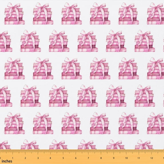 Erosebridal Book Lover Fabric by the Yard 3 Yards Literary Print Room Decor Fabric by the Yard, Light Pink