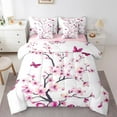 thumbnail image 1 of Erosebridal Botanical Cherry Blossoms Bedding Queen Size, Pink Butterfly Comforter Sets with Sheets, Reversible 7pcs, 1 of 5