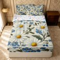 thumbnail image 1 of Erosebridal Botanical Daisy Zipper Full Size Comforter Sets with Fitted Sheet and 2 Pillowcases, Cartoon Blossom Zipper Bedding Set, Stars Reversible, White Blue, Stars Reversible, 1 of 7