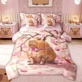 thumbnail image 1 of Erosebridal Bow Capybara Bedding Comforter Set for Kid, Flower Floral Full Bedding Set, Pink Reversible, 7-Piece, 1 of 7