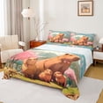 thumbnail image 1 of Erosebridal Bow Capybara Family Kid Full Size Sheets, Tokyo Mount Fuji Floral Bed Sheets, 4 Pieces, 1 of 5