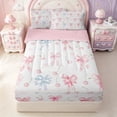 thumbnail image 1 of Erosebridal Bow Cherry Zipper Full Size Comforter Sets with Fitted Sheet and 2 Pillowcases,Heart Fruit Ribbon Zipper Bedding Set For Girls,Pink Reversible,4pcs, 1 of 7
