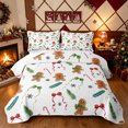 thumbnail image 1 of Erosebridal Bow Gingerbread Man Twin Quilt Set, Candy Cane Twin Coverlet Set, Off White Tan, 2pcs, 1 Bedspread and 1 Pillowcase, 1 of 7