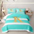 thumbnail image 1 of Erosebridal Bow K Letter Quilt Full for Boys Girls, Fashion Stripes Line Full Bedspread Sets, 3 Pieces, 1 of 7