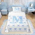 thumbnail image 1 of Erosebridal Bow Letter M Twin Sheet Sets for Girls Kids, Blue Watercolor Bedding, 3-Piece, 1 of 6