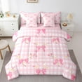 thumbnail image 1 of Erosebridal Bow Ribbon Bedding Sets Twin Size, Floral Flower Comforter Sets with Sheets, Cartoon Theme Decor, Reversible 7 Pieces, 1 of 6