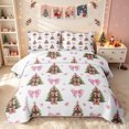thumbnail image 1 of Erosebridal Bowknot Bow Quilt King, Christmas Tree King Coverlet Set, White Pink, 3pcs, 1 Bedspread and 2 Pillowcases, 1 of 7
