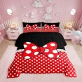 thumbnail image 1 of Erosebridal Bowknot Comforter Set King Size,White Dots Bedding Set Teens Room Decor,Romantic Princess Style Quilt Set Red and Black Duvet Insert, 1 of 5
