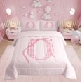 thumbnail image 1 of Erosebridal Bowknot Comforter Sets Twin Size for Teens, Initial O Letter Comforters & Duvets, Monogrammed Decor, Reversible 2pcs, 1 of 8