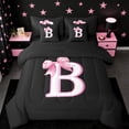 thumbnail image 1 of Erosebridal Bowknot Initial Alphabet B 7-Piece Twin Bedding Sets,Dreamy Princess Bowtie Kids Bedding Comforter Set For Girls,Reversible Black, 1 of 7