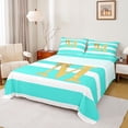 thumbnail image 1 of Erosebridal Bowknot Initial M Full Size Sheets for Girls, Abstract Ombre Bed Sheets, 4pcs, 1 of 5
