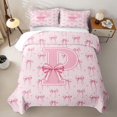thumbnail image 1 of Erosebridal Bowknot Letter D Twin Quilt Set for Girls, Princess Ribbon Bow Twin Coverlet Set, 2 Pieces, 1 of 7