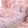 thumbnail image 1 of Erosebridal Bowknot Letter D Zipper Twin Comforter Sets with Fitted Sheet and 2 Pillowcases for Girls, Princess Ribbon Bow Zipper Bedding Set, Pink Reversible, 4 Pieces, 1 of 7