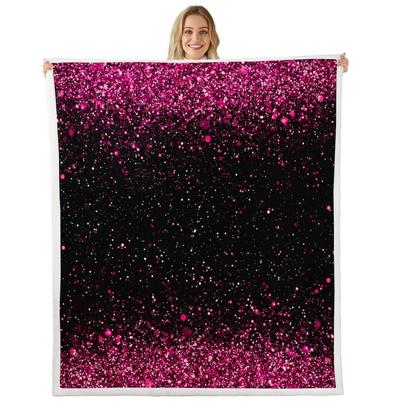 Erosebridal Sparkle Glitter Fleece Blanket 40x50,Sparkling Sequin Print Sherpa Throw,Super Cozy Sherpa Blanket,Teenager Bedroom Decor