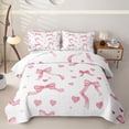 thumbnail image 1 of Erosebridal Bowknot Love Heart Quilt King for Girl, Pink Watercolor King Coverlet Set, 3pcs, 1 of 7