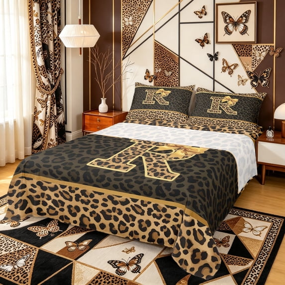 Leopard Print Monogram Erosebridal Bowknot Monogram R King Sheets, Cheetah Print Animal Print ...