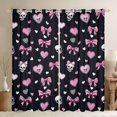 thumbnail image 1 of Erosebridal Bowknot Skull Heart Black Out Curtains for Girls, Cute Ribbon Curtains Pack of 2 (42x63 Each), 1 of 6