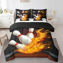 Erosebridal Bowling Sport Bedding Twin Size, Cartoon Fire Bed in a Bag Twin size, Teenager Reversible Bed Set, Microfiber Room Decoration, 7 Pieces