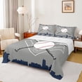 thumbnail image 1 of Erosebridal Boy Baseball Game Queen Sheet Sets, Cartoon Sport Bed Set, Grey Navy, 4 Pieces, 1 of 5