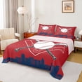 thumbnail image 1 of Erosebridal Boy Baseball Sport Bed Sheets, Crimson Navy Cartoon King Sheets, 4 Pieces, 1 of 5