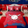 thumbnail image 1 of Erosebridal Boy Baseball Sport Bedding Comforter Set 7pcs, Red Blue Cartoon Theme Queen Bedding Sets, 1 of 7