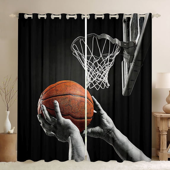 Erosebridal Boys Basketball Black Out Curtains, Sport Curtains Pack of 2 (42x63 Each) for Kids and Teens