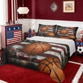 thumbnail image 1 of Erosebridal Boys Basketball Sport Themed Bed Sheets,Retro American Flag Print King Sheets For Kids 4-Piece, 1 of 6